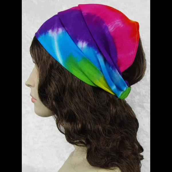 12 Rainbow Spiral Tie-Dye Elastic Bandana-Headbands ($1.95 each)