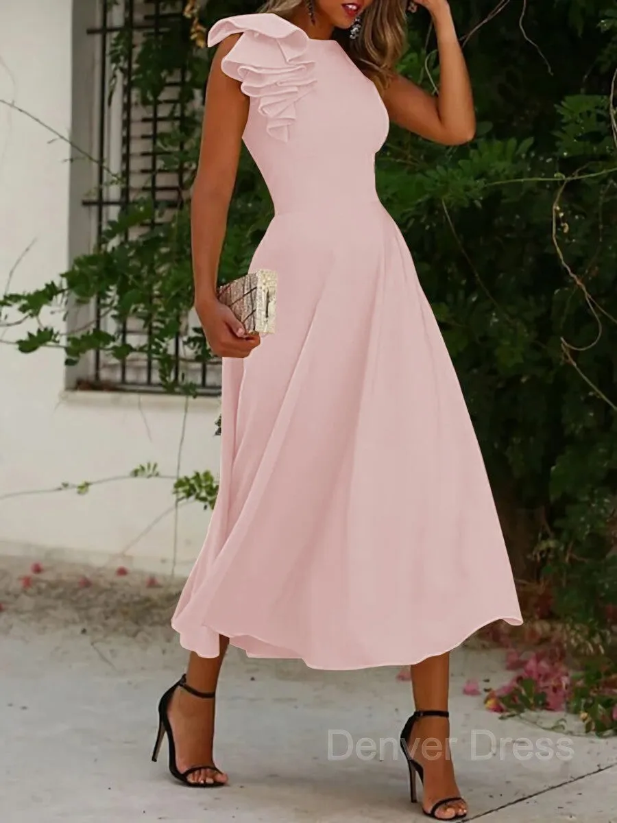 A-Line Jewel Sleeveless Stretch Crepe Mother of the Bride Dresses With Ruffles