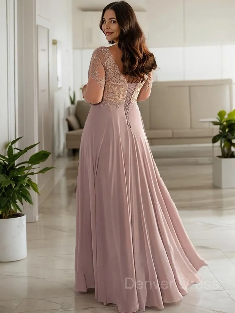 A-Line Scoop Floor-Length Chiffon Mother of the Bride Dresses With Pleats