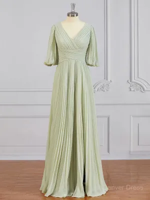 A-Line V-neck Floor-Length Chiffon Mother of the Bride Dresses