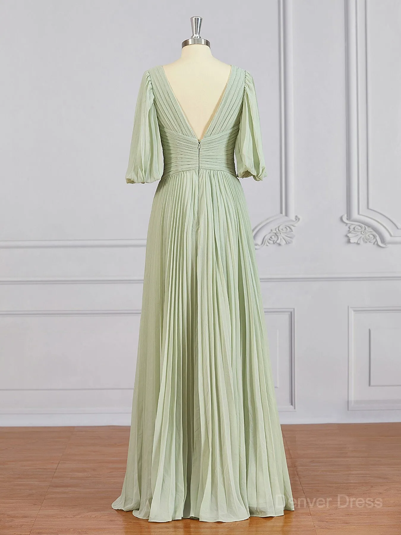 A-Line V-neck Floor-Length Chiffon Mother of the Bride Dresses