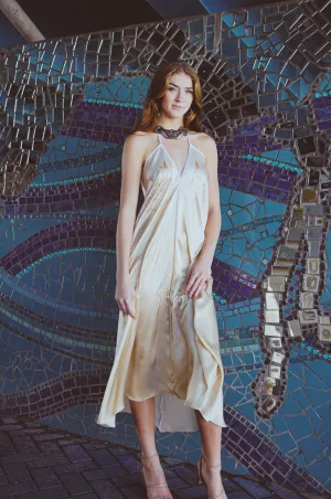 Altair Silk Halter Dress in Dueling Jaguars