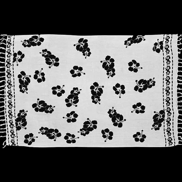 Black and White Hibiscus Sarongs