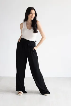 Black Tie Flowy Pants