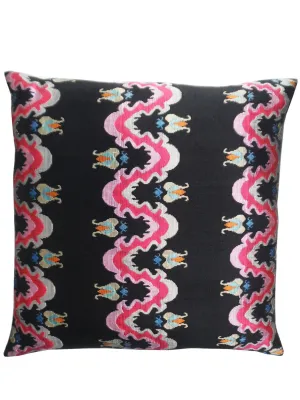 Burmese Silk Pillow Black White Red