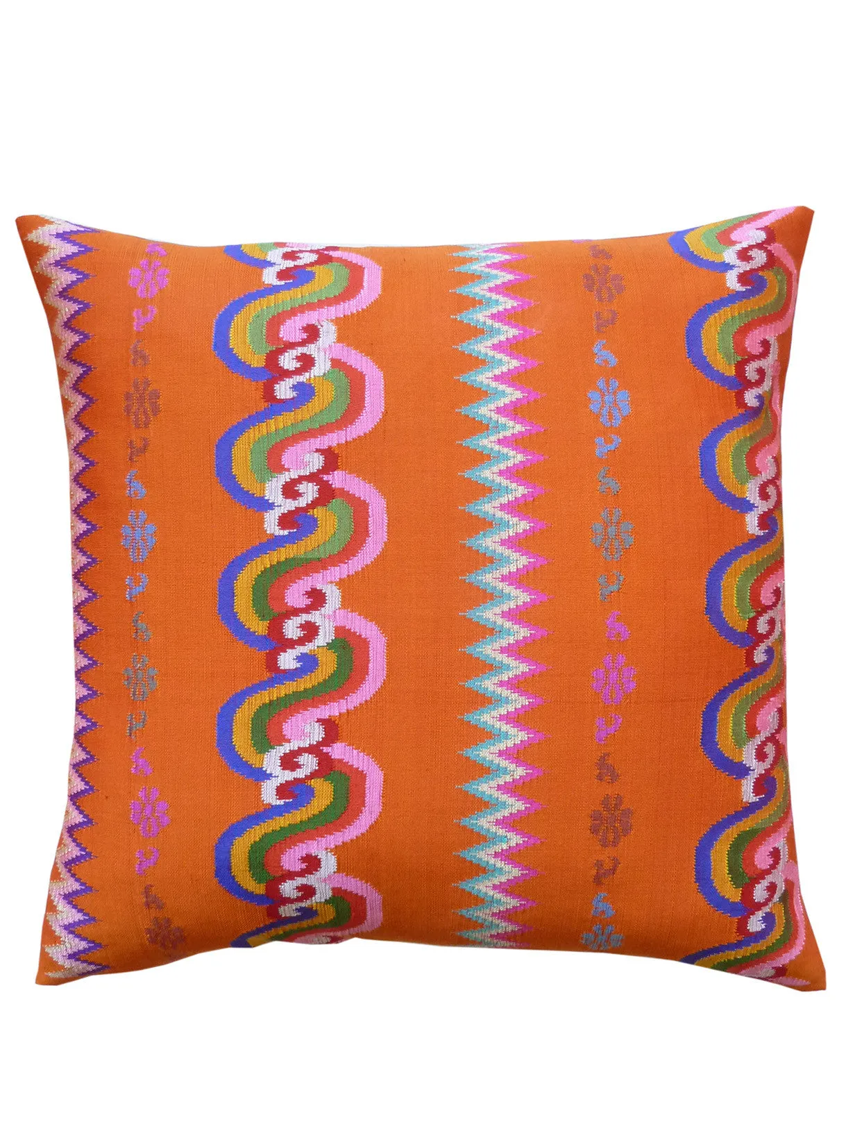 Burmese Silk Pillow Orange Chevron