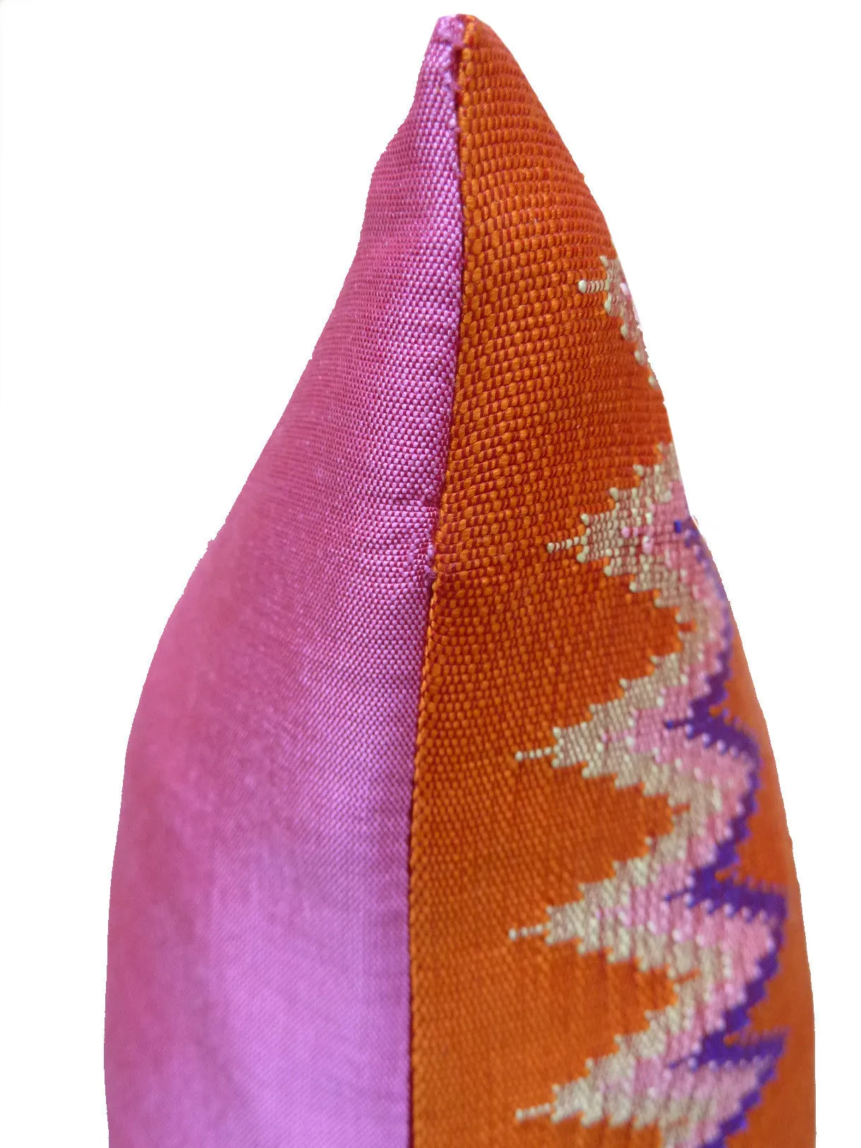 Burmese Silk Pillow Orange Chevron