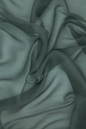 Charcoal Silk Crinkled Chiffon Fabric