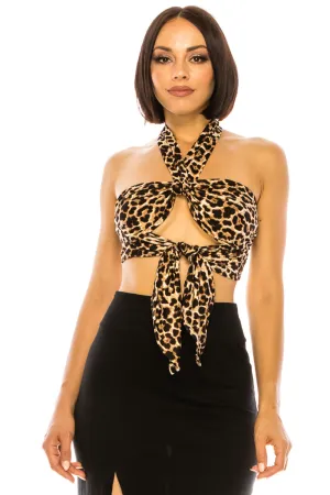 CHEETAH PRINT TIE FRONT TOP