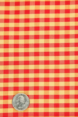 Gold Red Gingham Silk Shantung 396 Fabric