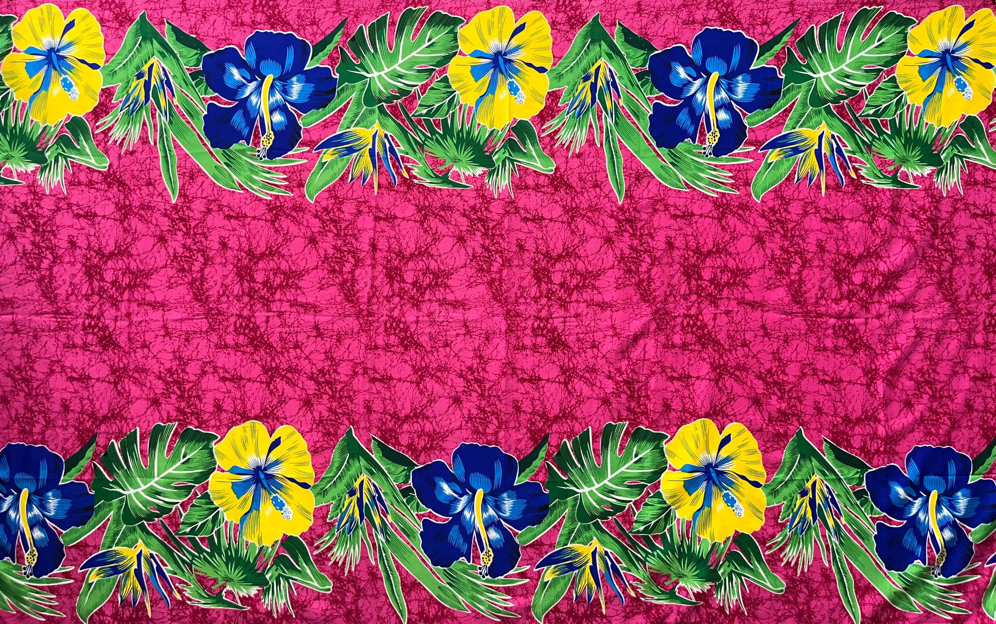 Hibiscus & Tropical Leaves Double Border | Sarong