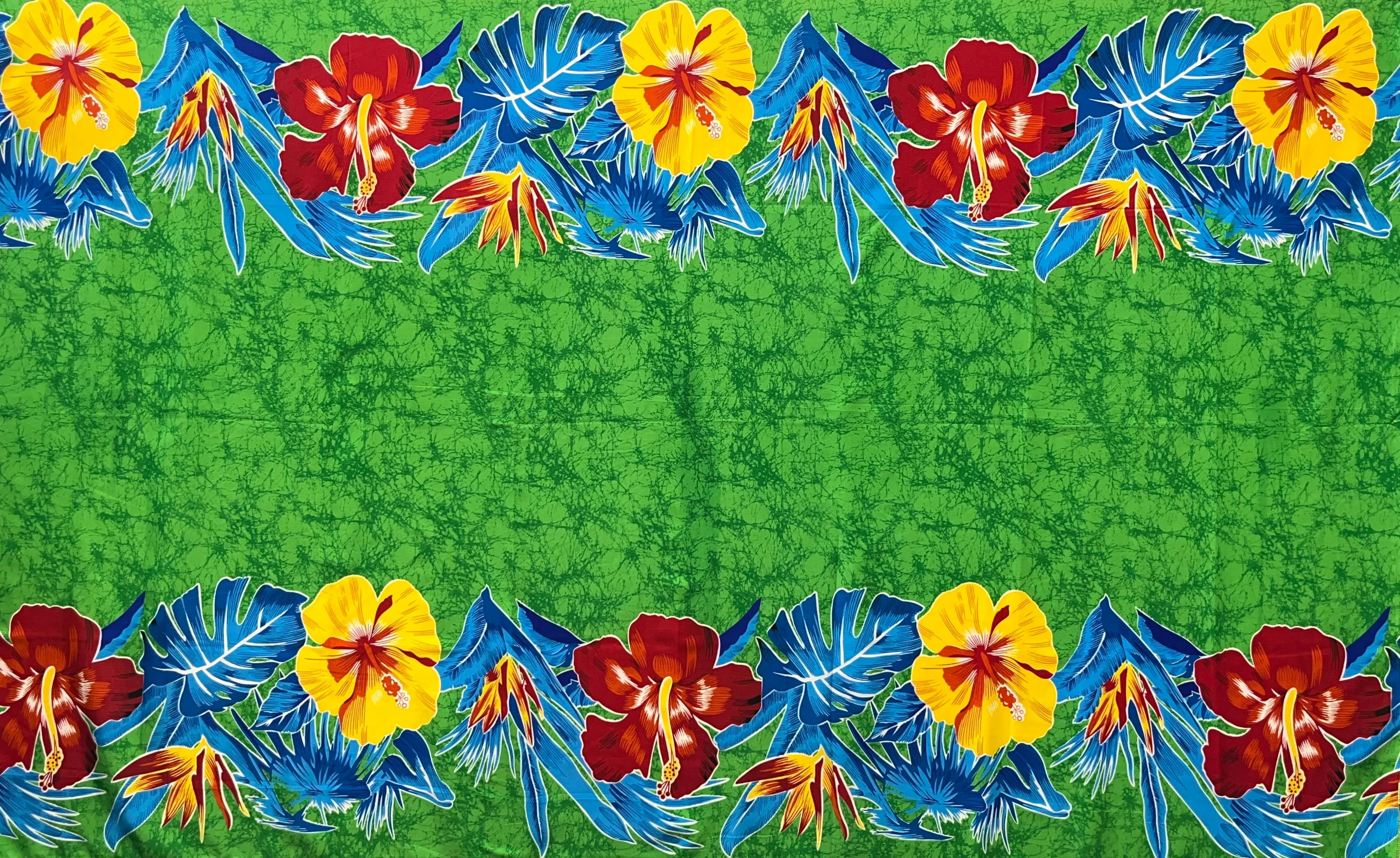 Hibiscus & Tropical Leaves Double Border | Sarong