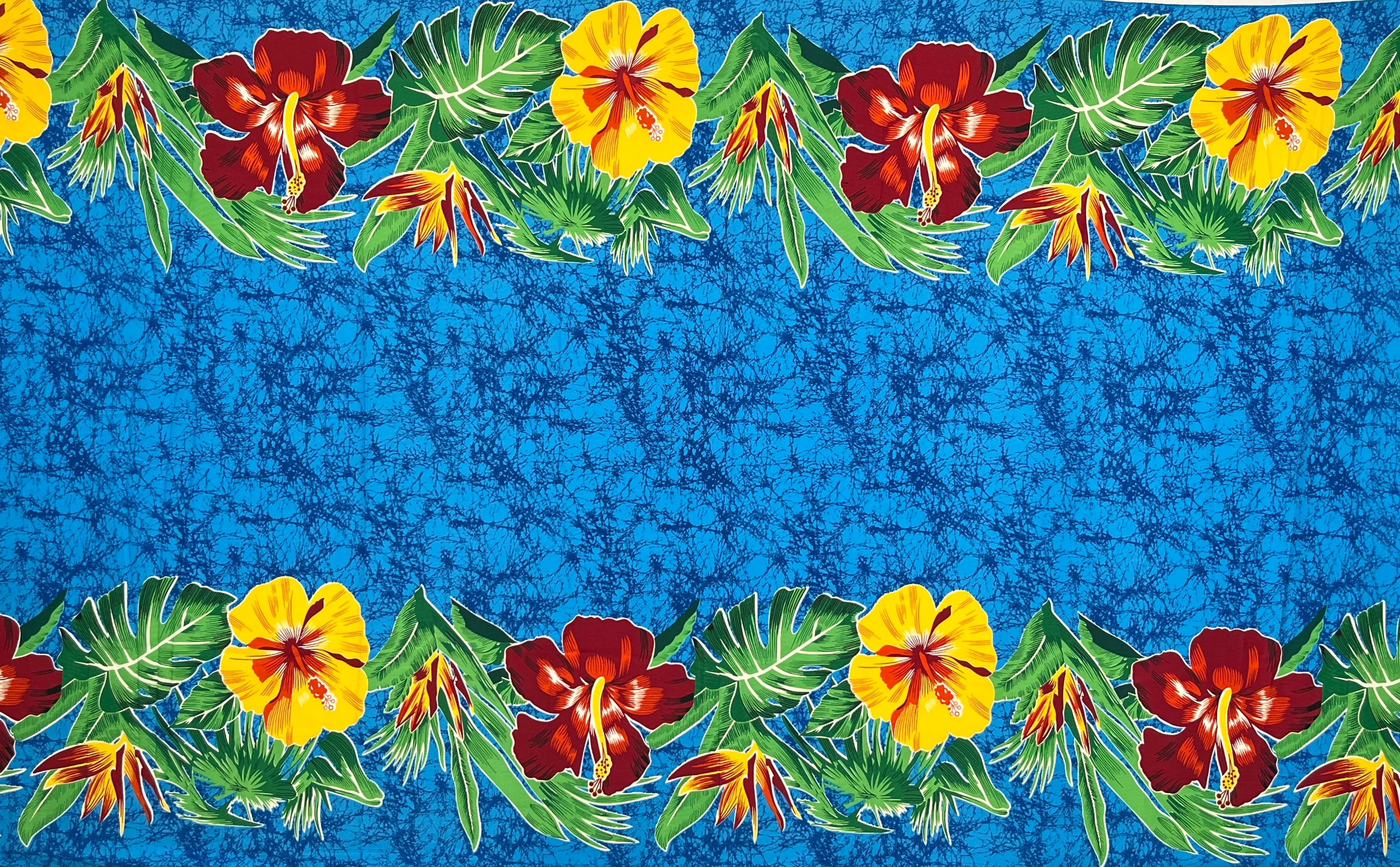 Hibiscus & Tropical Leaves Double Border | Sarong