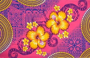 Hibiscus Plumeria Diagonal Border Sarong