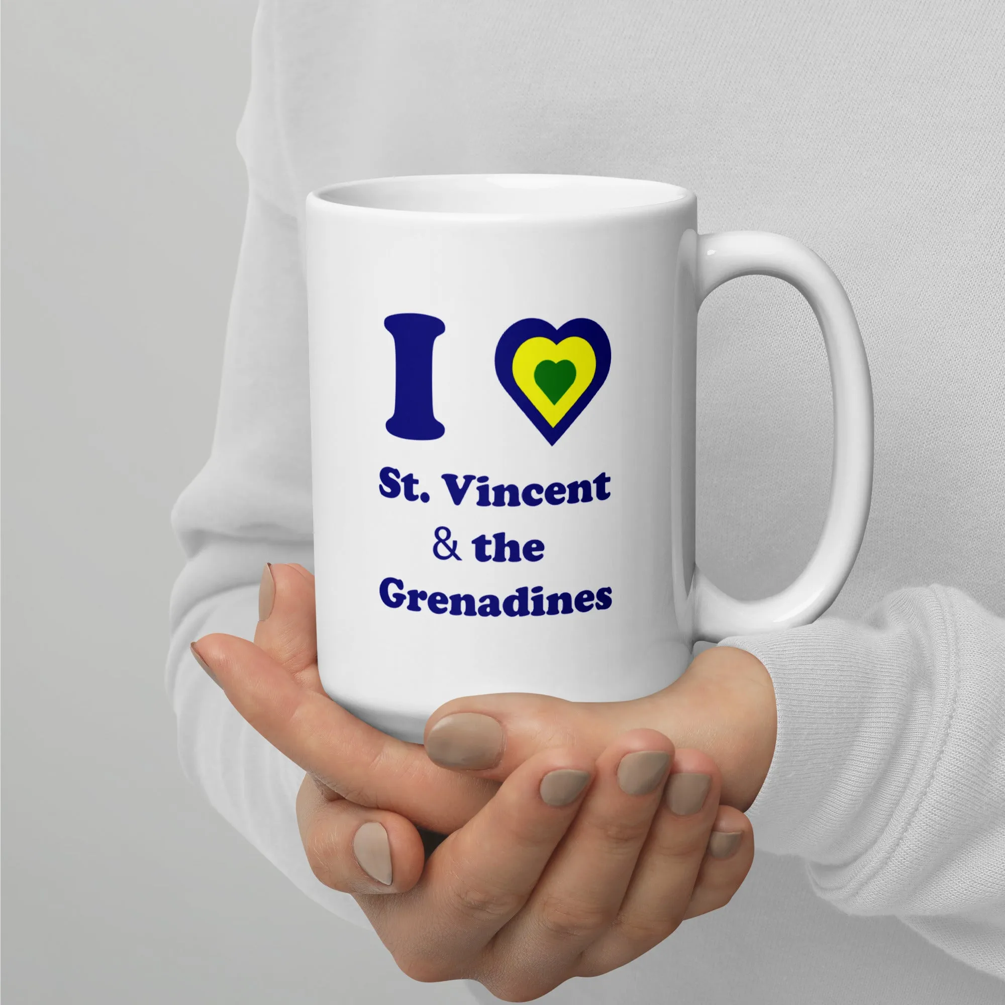 I Love St. Vincent and the Grenadines Blue Heart White glossy mug