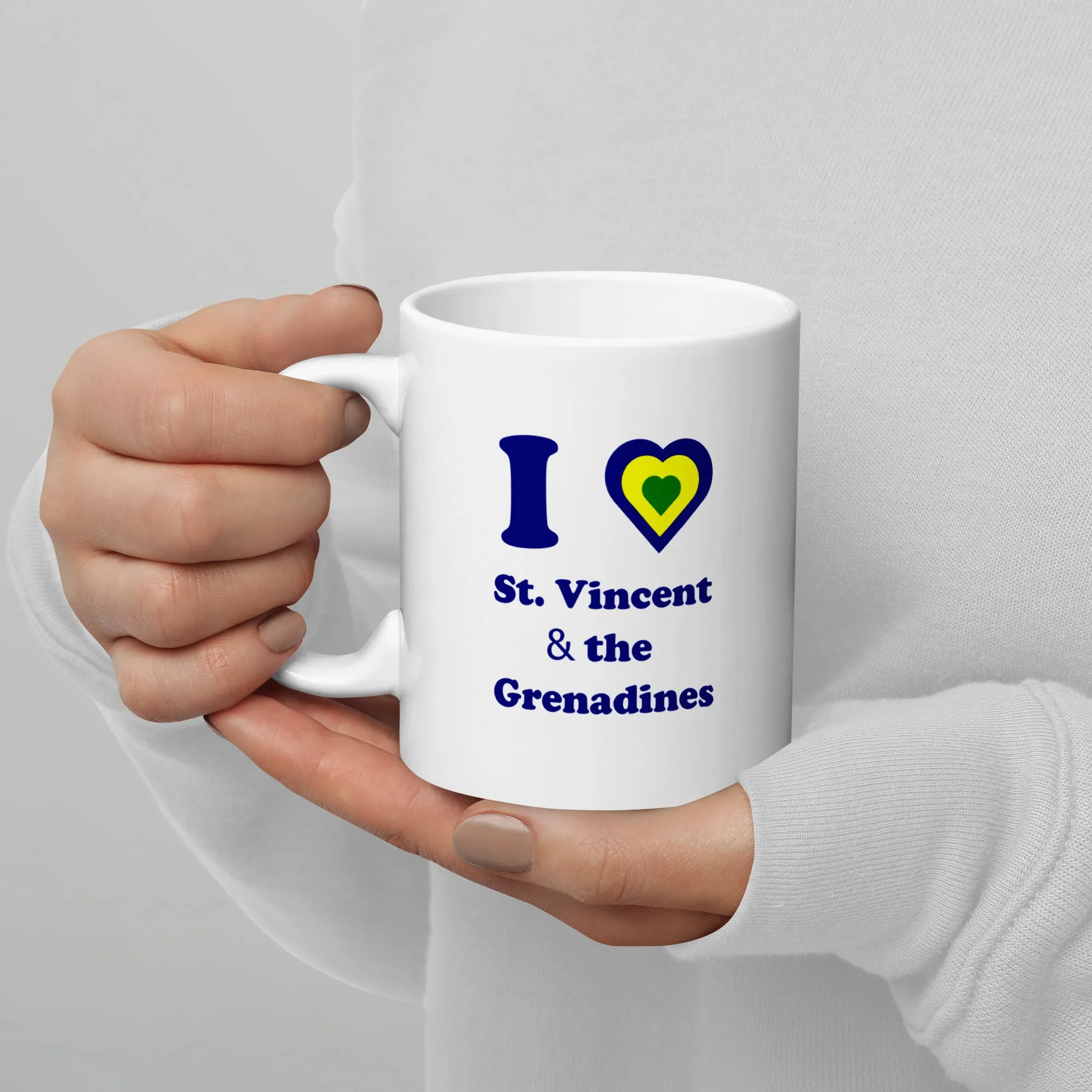 I Love St. Vincent and the Grenadines Blue Heart White glossy mug