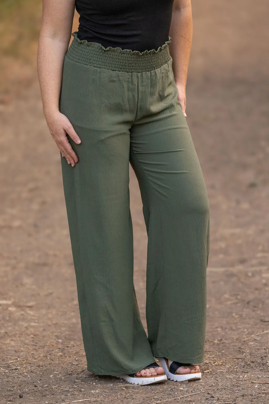 IN STOCK Presley Palazzo Pants - Olive | Women's Wide-Leg Pants FINAL SALE