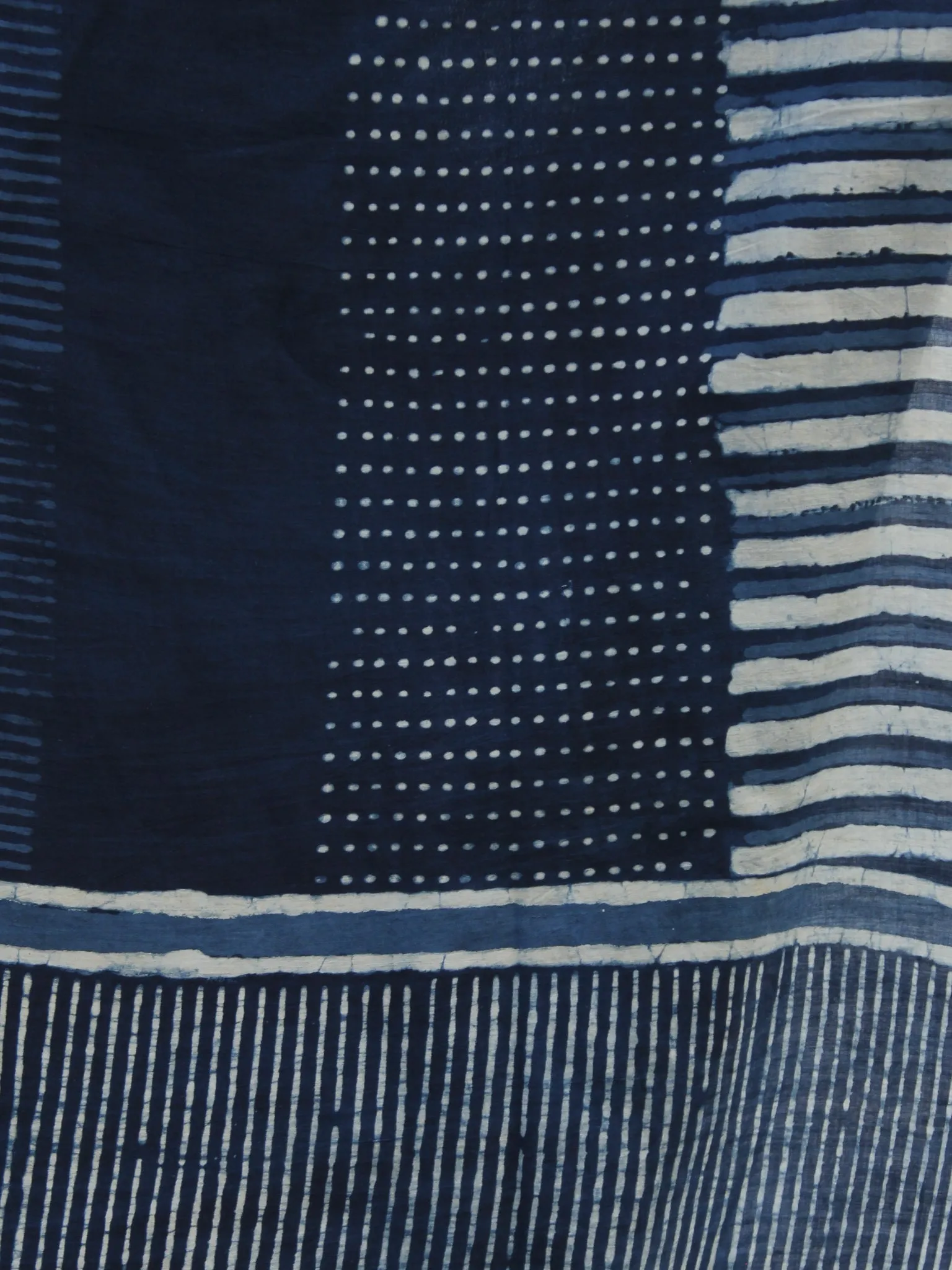 Indigo Ivory Handloom Cotton Hand Shibori Dyed Dupatta - D04170174