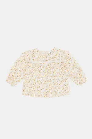 Infant Girls Cream Floral Print Blouse