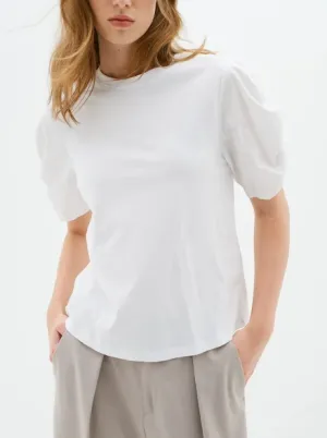 Inwear Payana Woven Trim T-Shirt | White   Dusty Blush