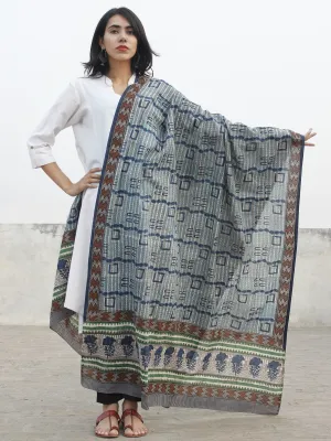 Kashish Indigo Blue Black Cotton Hand Block Printed Dupatta - D04170180