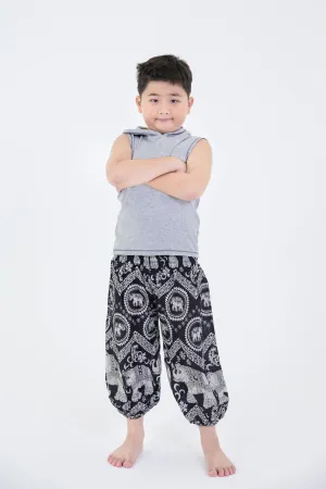 Kids Imperial Elephant Harem Pants in Black