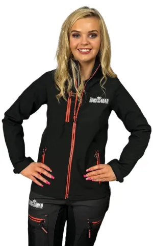 Ladies Softshell Jacket black design with orange trim