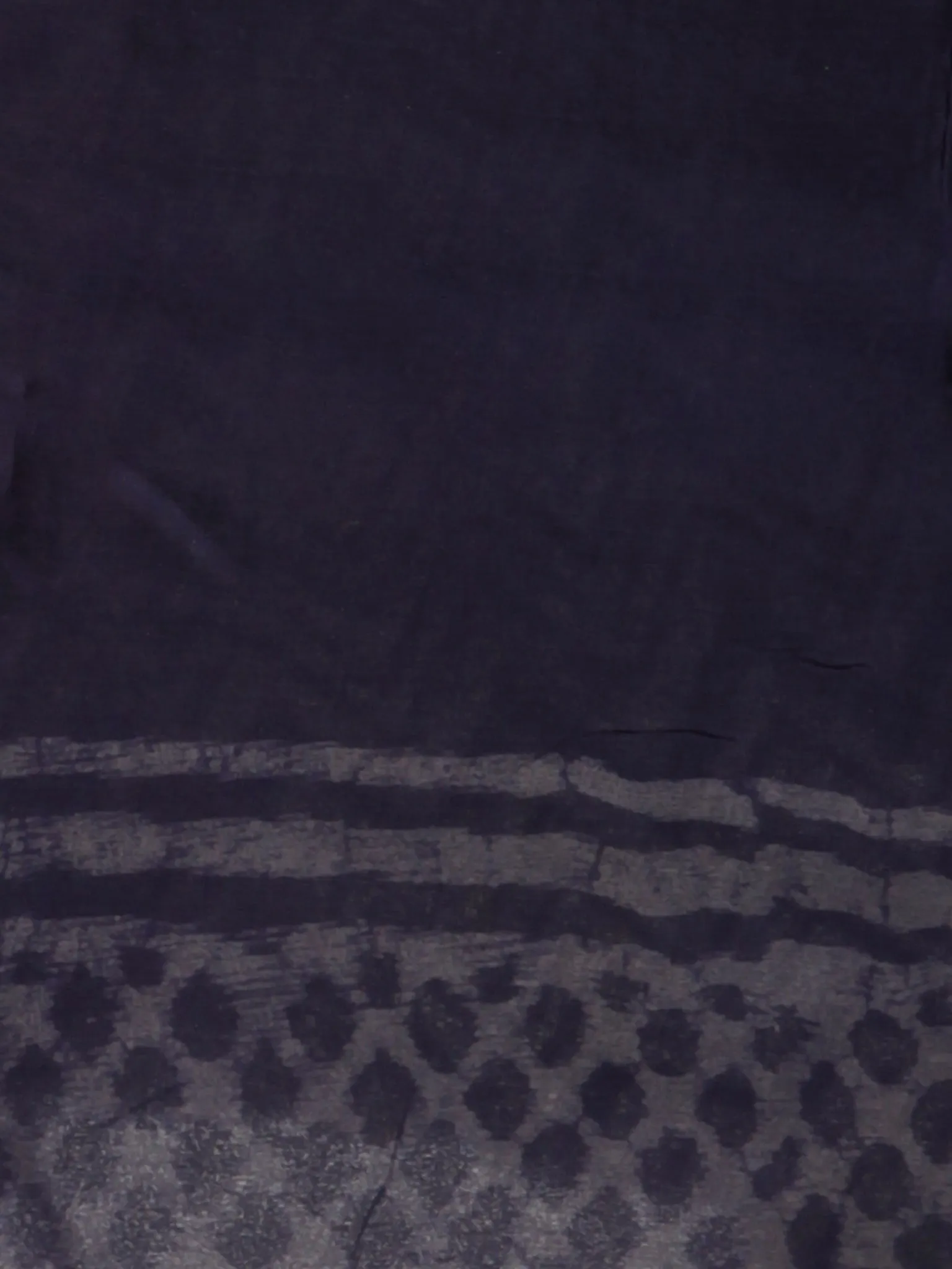 Navy Blue Ivory Hand Block Printed Chiffon Saree with Zari Border - S031702961