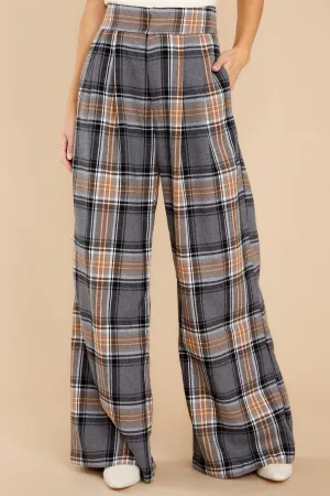 Official Glam Grey And Caramel Plaid Pants