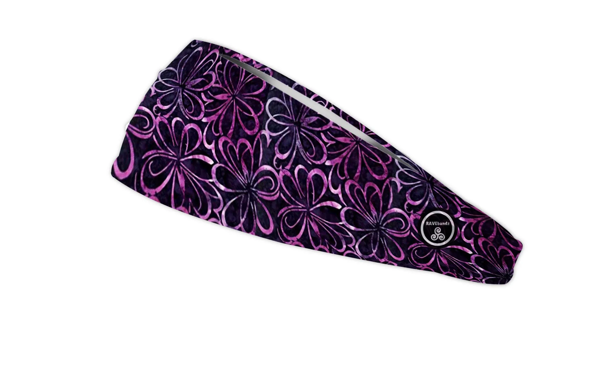 RAVEbandz The Pro - Wide Stretch Headband (Batik Flowers)