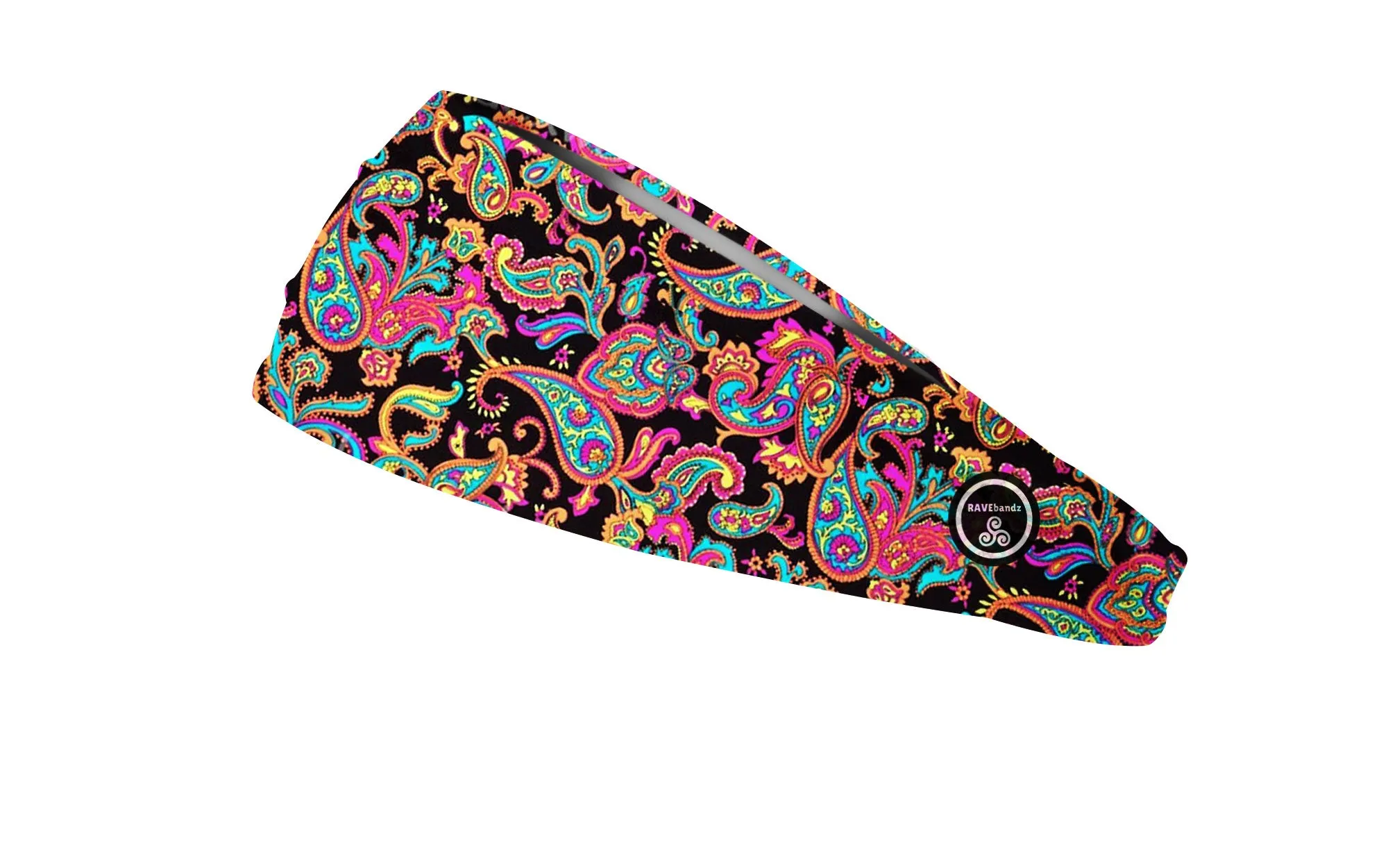 RAVEbandz The Pro - Wide Stretch Headband (Neon Paisley)