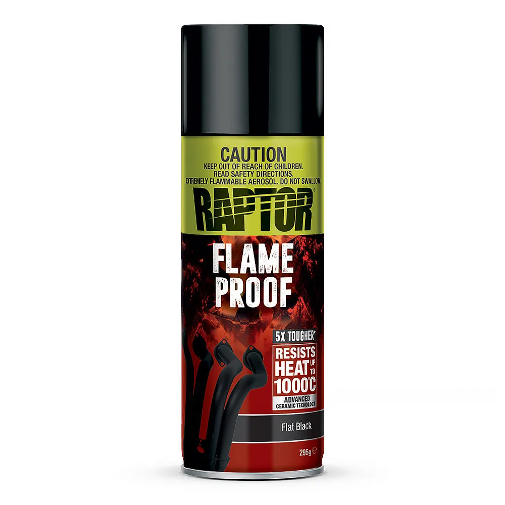 U-POL Raptor High Temp Flameproof Spray Paint Aerosol 295g Flat Black