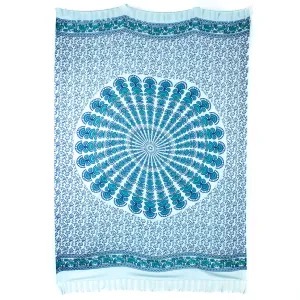 Viscose Rayon Sarong - Mandala - Green & Blue