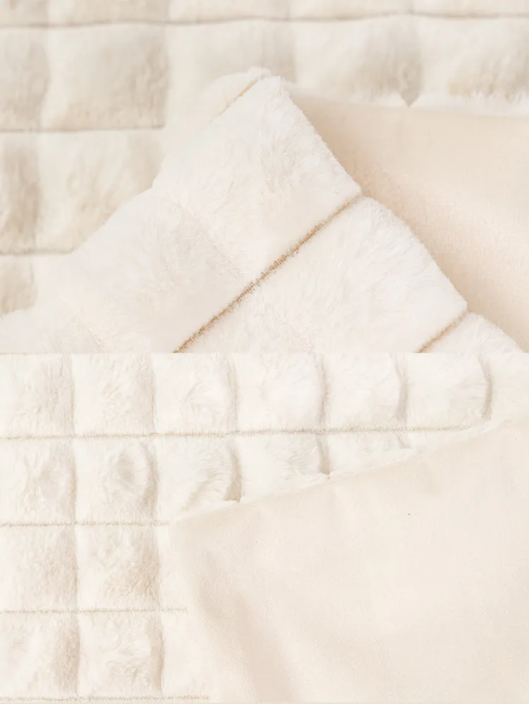 White Grid Plush Pillow