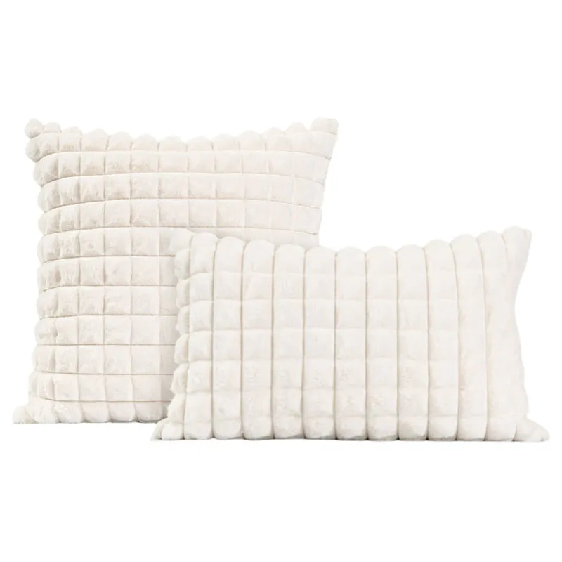 White Grid Plush Pillow