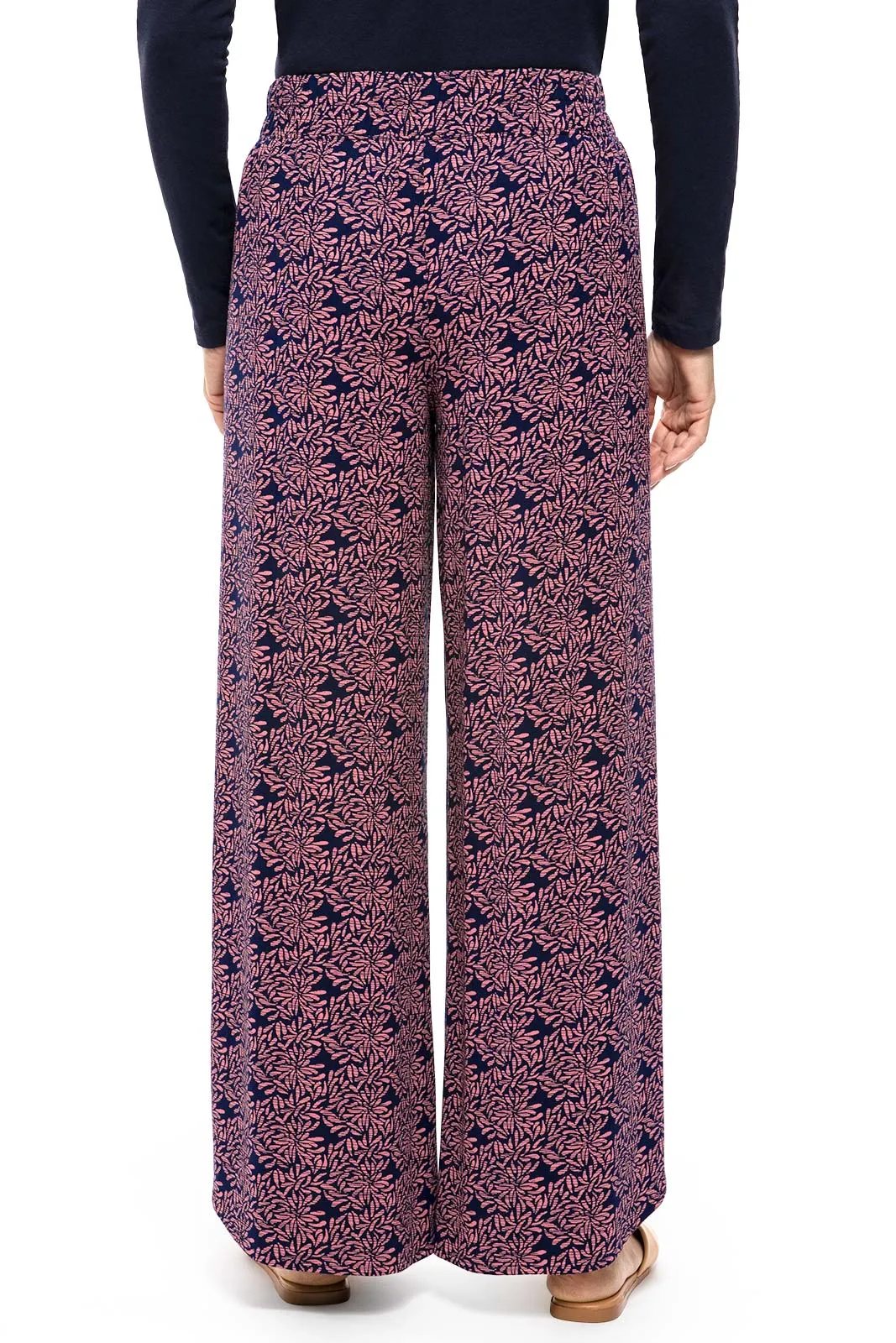 Women's Lynsu Wide Leg Pants  |  Peachy Pink Etched Flowers