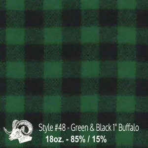 Wool Fabric By The Yard - 48 - Green & Black 1" Buffalo