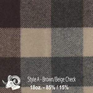 Wool Fabric By The Yard - A - Brown & Beige Check